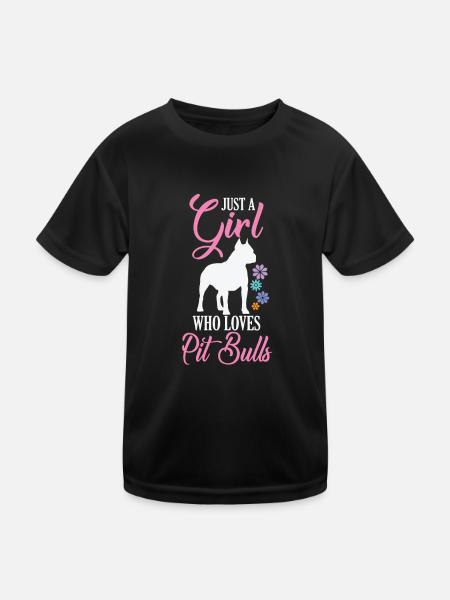 Juste une fille qui aime Pit Bulls Pet - T-shirt sport Enfant - noir - Devant