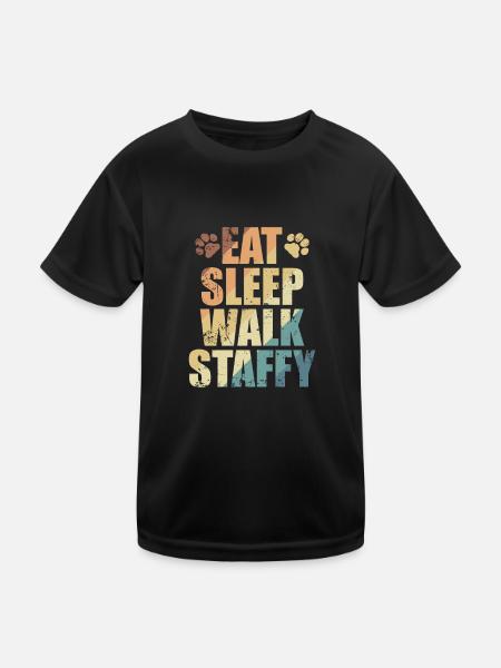 Mangez Sleep Walk Staffy Staffordshire Terrier - T-shirt sport Enfant - noir - Devant