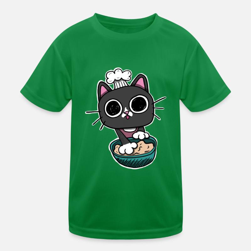 Kitty making Biscuits Cat Black Kids Functional T-Shirt