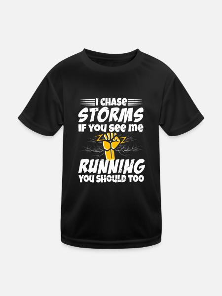 Storm Chasman Tornado Humor Gift - Kids Functional T-Shirt - black - Front