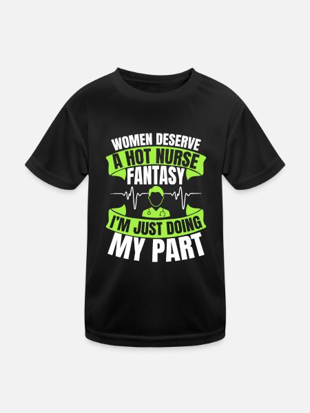 Les femmes méritent une infirmière chaude - T-shirt sport Enfant - noir - Devant
