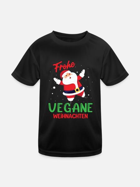 Frohe vegane Weihnachten - Kinder Funktions-T-Shirt - Schwarz - Vorne