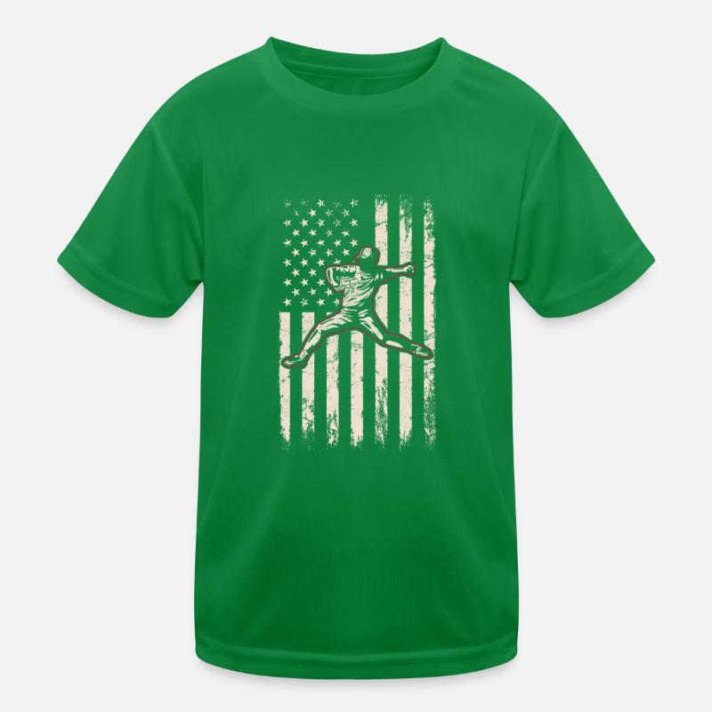 Pitcher Baseball American Flag Pitching USA 4th Of Kinder Funktions-T-Shirt