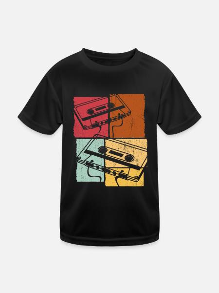 Retro Kassette Musikkassette - Vintage Tape Gesche - Kinder Funktions-T-Shirt - Schwarz - Vorne