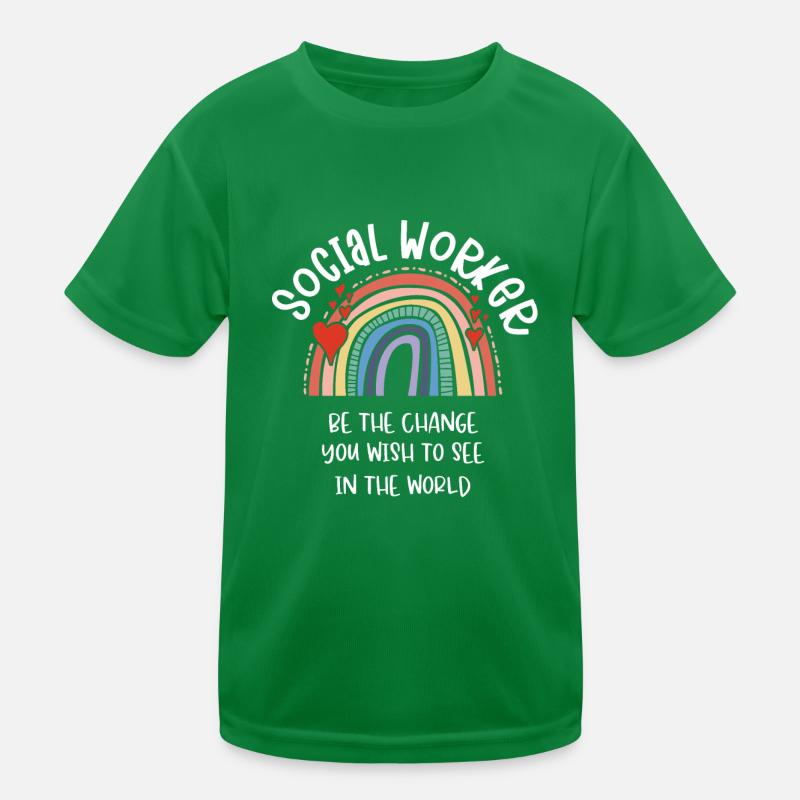 Social Worker Regenbogen Be The Change You Wish Kinder Funktions-T-Shirt