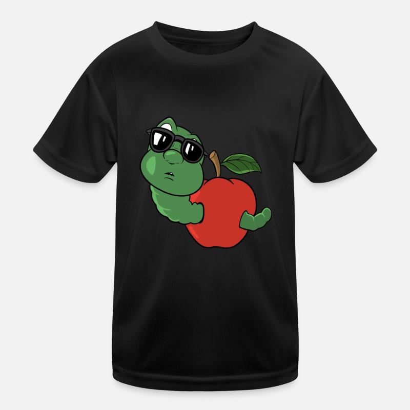 Cute worm in an apple Kids Functional T-Shirt