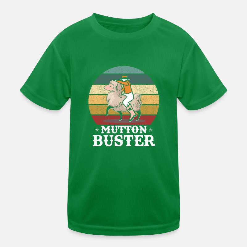 Vintage Mutton Buster Sheep Riding Shepherd Kids Functional T-Shirt