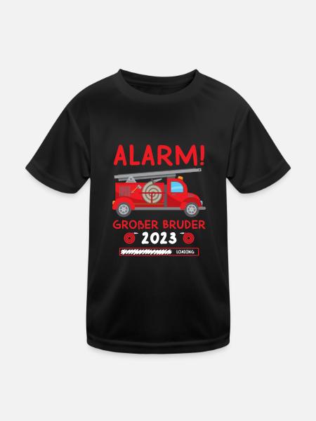 Alarm Großer Bruder 2023 Loading Feuerwehr - Kinder Funktions-T-Shirt - Schwarz - Vorne