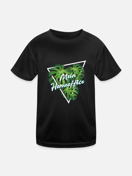 My Home Office Monstera Office Houseplant - Kids Functional T-Shirt - black - Front