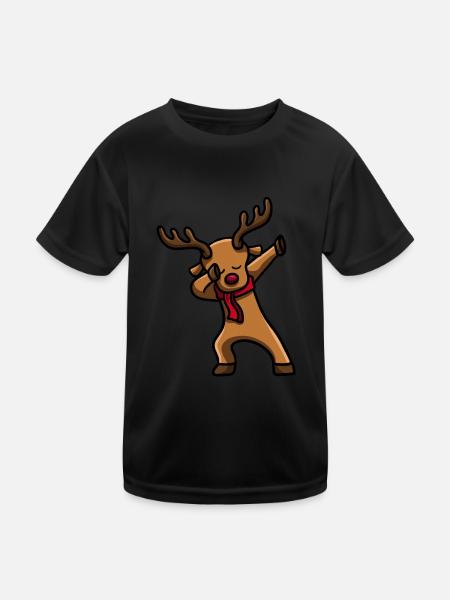 Dabbing Santa Reindeer - T-shirt sport Enfant - noir - Devant
