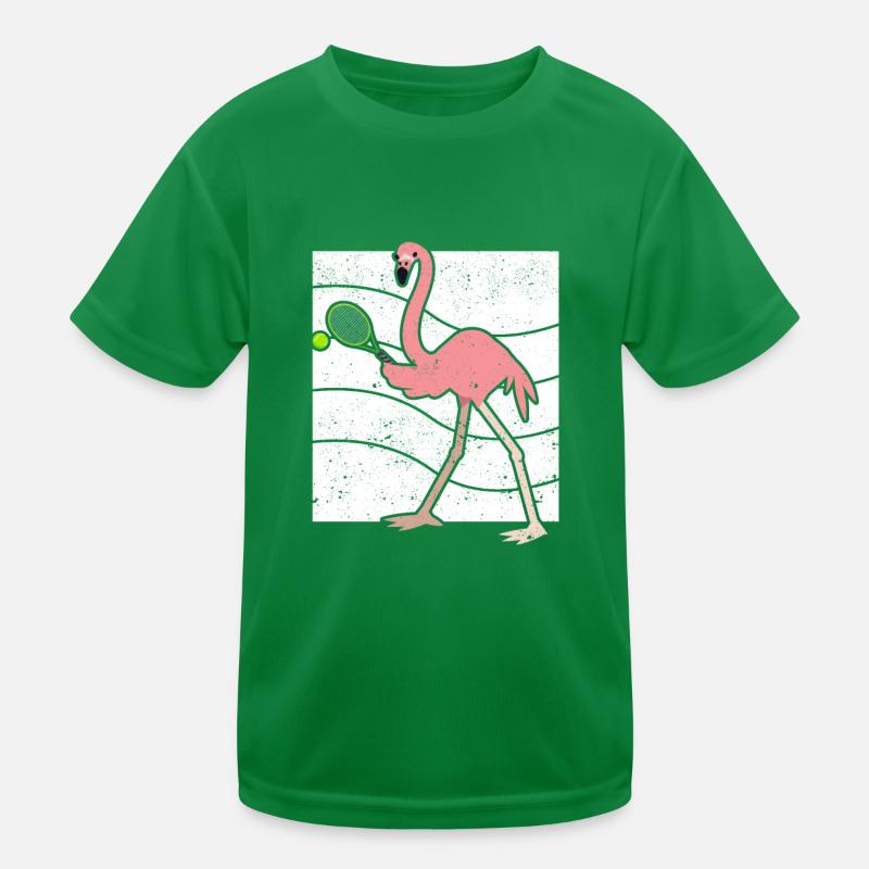 Flamingo playing tennis Funny bird player Kids Functional T-Shirt