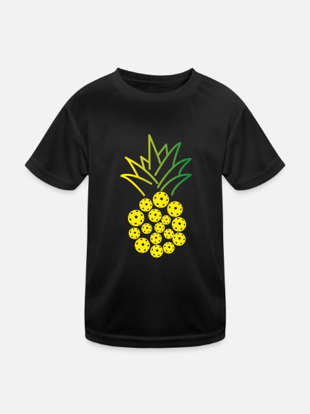 Pickleball Pineapple - Kinder Funktions-T-Shirt - Schwarz - Vorne