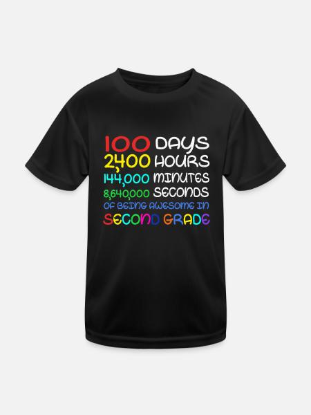 100e jour 2e année Super 100 jours d’école - T-shirt sport Enfant - noir - Devant