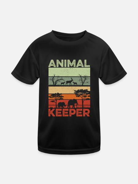 Retro Graphic Animal Keeper Zoo Keeper Animal Love - Kinder Funktions-T-Shirt - Schwarz - Vorne