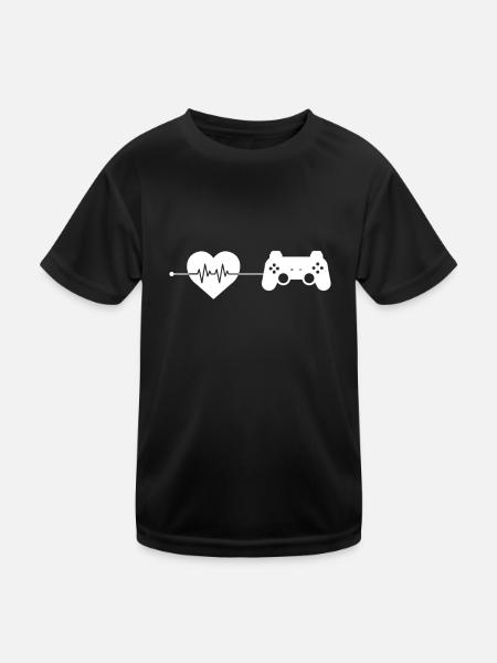 Gaming heartbeat - Kids Functional T-Shirt - black