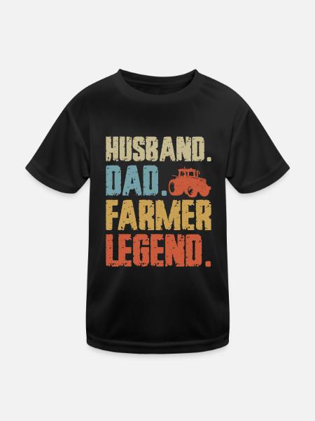 Farming Farmer Dad Father Vintage - Kids Functional T-Shirt - black - Front