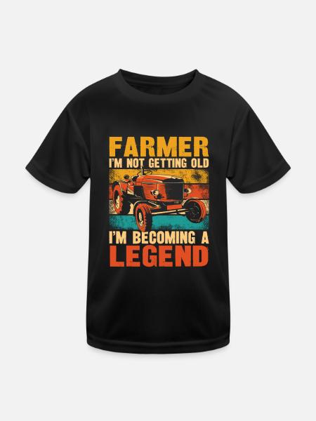 Farming Farmer Retired Vintage - Kids Functional T-Shirt - black - Front