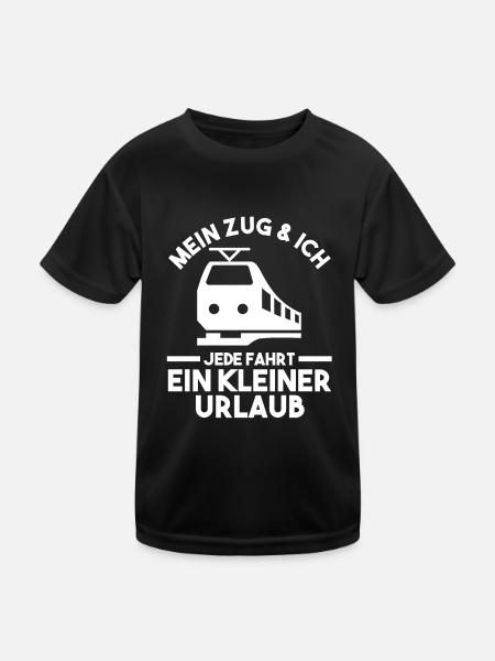 Eisenbahn Dampflok Lokomotive Lokführer - Kinder Funktions-T-Shirt - Schwarz - Vorne