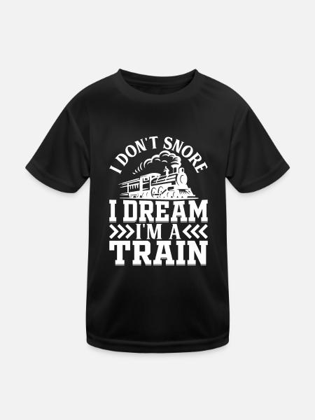 Railway Train - I Don't Snore I Dream I'm A Train - Kids Functional T-Shirt - black - Front