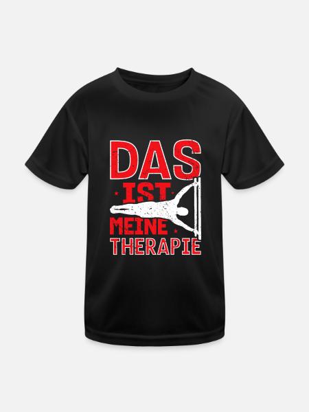 Calisthenics Fitness Das ist meine Therapie - Kinder Funktions-T-Shirt - Schwarz - Vorne