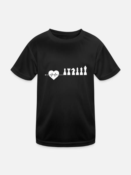 Chess Heartbeat - Kids Functional T-Shirt - black - Front