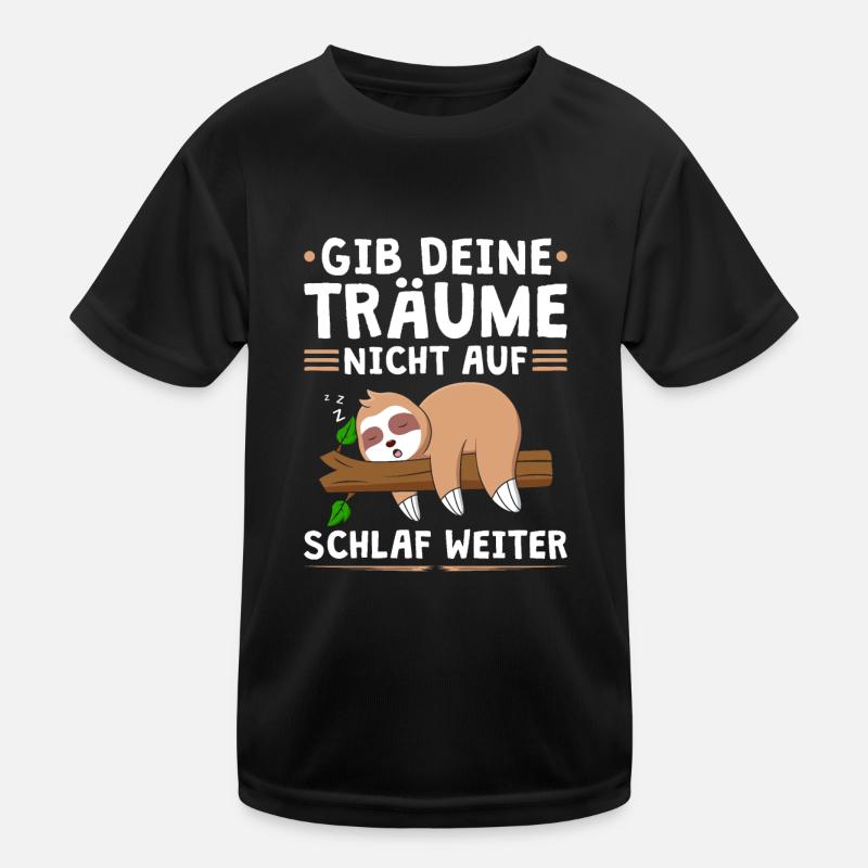 Faultier Schlaf Weiter Sloth Langschläfer - Kinder Funktions-T-Shirt - Schwarz