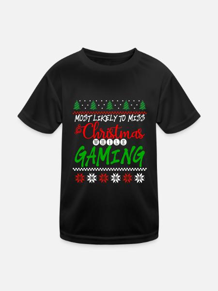 Most Likely To Miss Christmas While Gaming 4 - Kids Functional T-Shirt - black - Front
