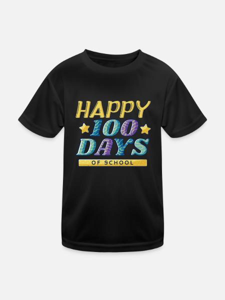 Colorful Student Happy 100th Day 100 Day Of School - Kids Functional T-Shirt - black - Front