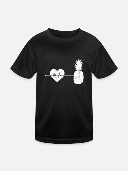 Le rythme cardiaque de l’ananas - T-shirt sport Enfant - noir - Devant