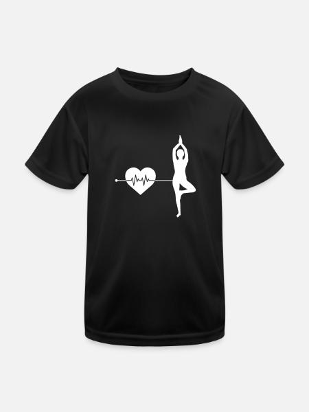Rythme cardiaque de yoga - T-shirt sport Enfant - noir - Devant