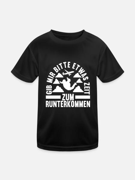 Fallschirmspringer Fallschirmsprung - Kinder Funktions-T-Shirt - Schwarz - Vorne