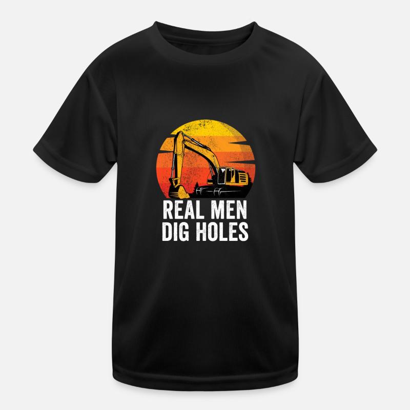 Pilote de pelle hydraulique Machine de construction Emploi d’ouvrier en construction T-shirt sport Enfant