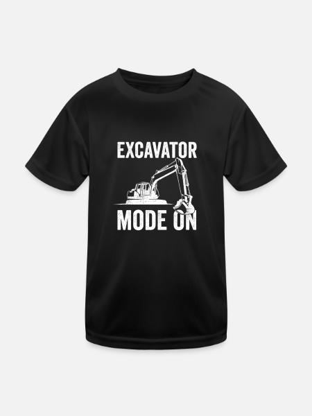 Bagger Baustelle Baggerfahrer Baggern Geschenk - Kinder Funktions-T-Shirt - Schwarz - Vorne