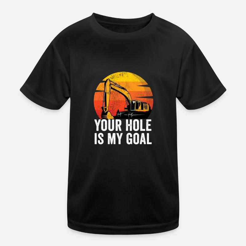 Pilote de pelle hydraulique Machine de construction Emploi d’ouvrier en construction T-shirt sport Enfant