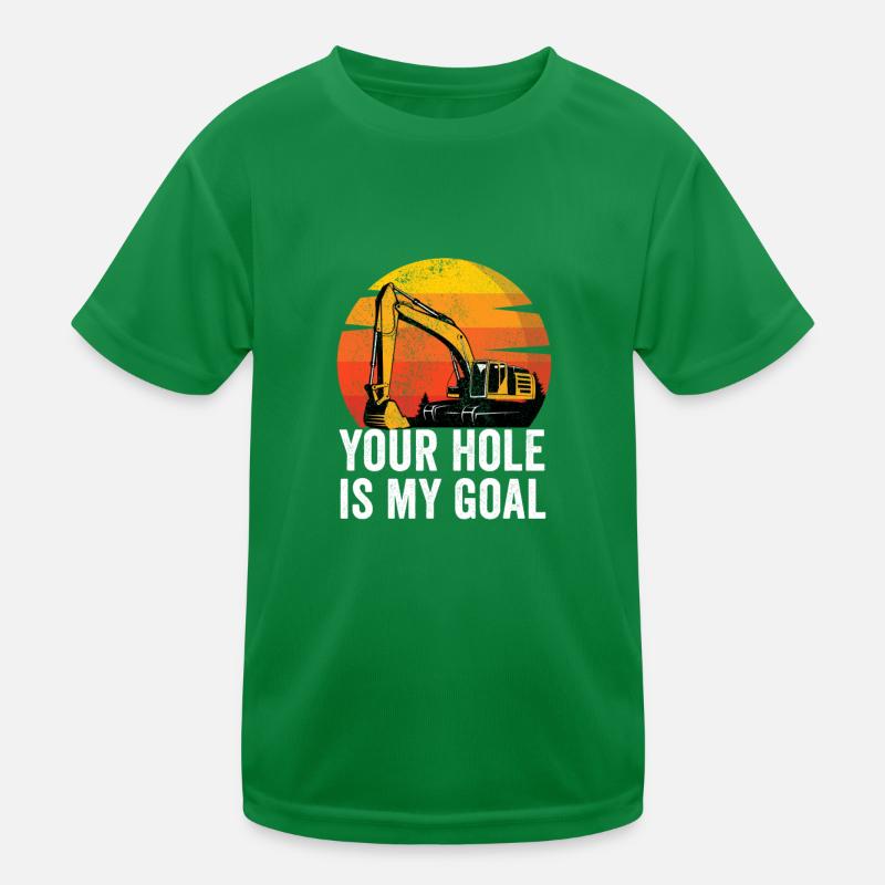 Pilote de pelle hydraulique Machine de construction Emploi d’ouvrier en construction T-shirt sport Enfant