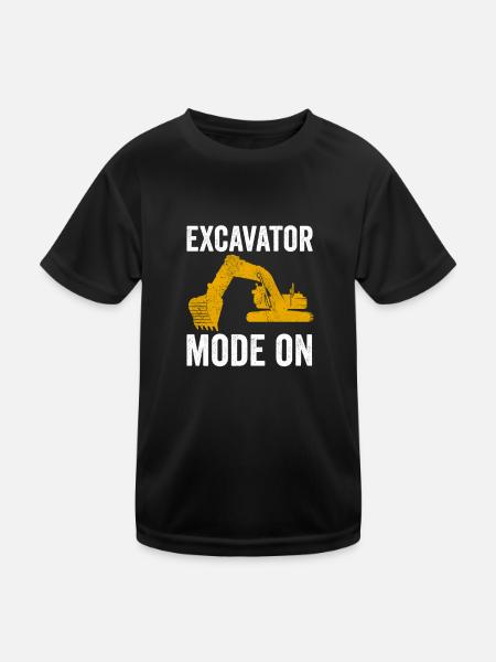 Excavator construction worker excavator driver construction machine job - Kids Functional T-Shirt - black - Front