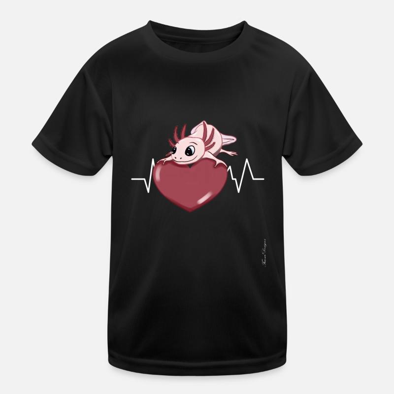 Salamandre à queue d’axolotl avec cœur amphibien à T-shirt sport Enfant