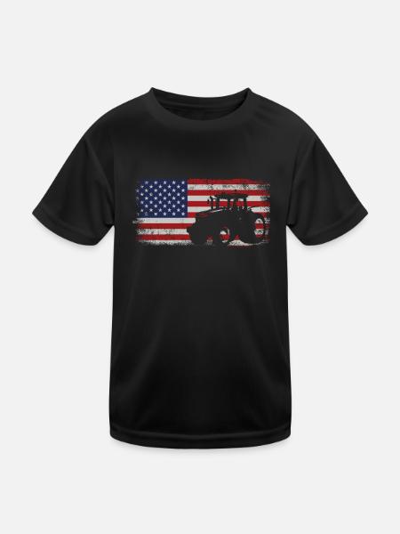 Farming Farmer American Flag Us - Kids Functional T-Shirt - black - Front