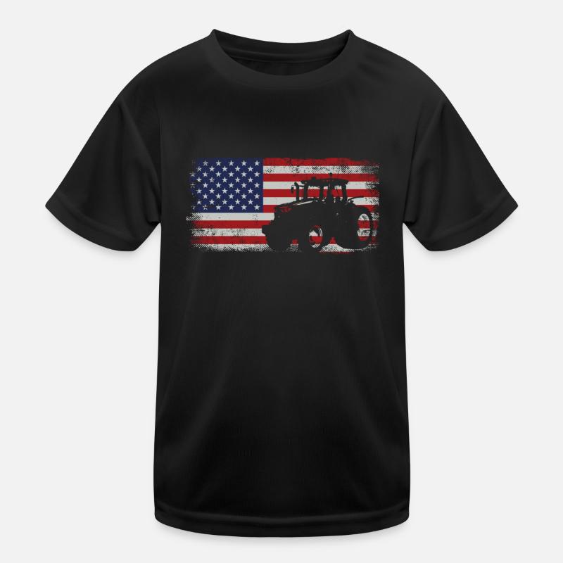 Farming Farmer American Flag Us Kids Functional T-Shirt