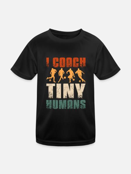 I coach tiny humans Soccer coach - Kinder Funktions-T-Shirt - Schwarz - Vorne