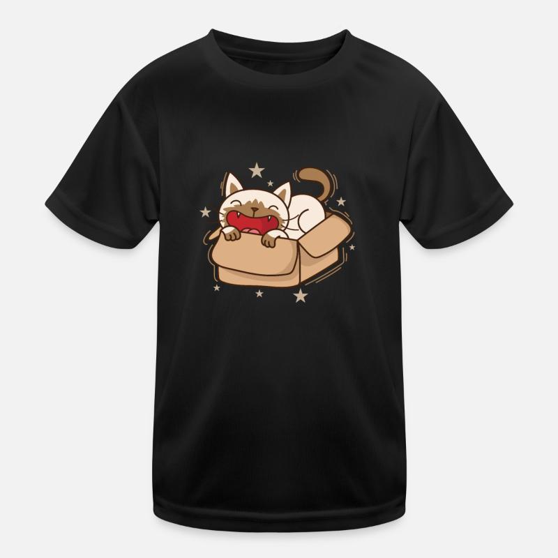 Katze im Karton Siamese Cat Haustier Kinder Funktions-T-Shirt