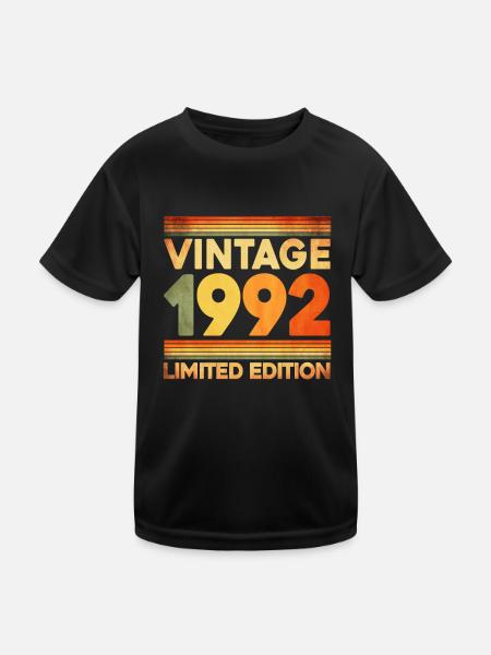 Vintage 1992 Limited Edition - Kinder Funktions-T-Shirt - Schwarz - Vorne
