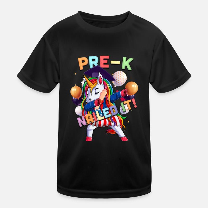 Tupfen Sie ein Einhorn vor dem K-Abschlussklasse 2 Kinder Funktions-T-Shirt