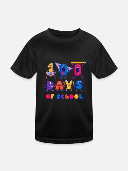 Monster Student 100. Tag 100 Tage Schule - Kinder Funktions-T-Shirt - Schwarz - Vorne