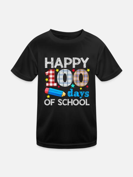 Plaid Student Happy 100th Day 100 Days Of School - Kinder Funktions-T-Shirt - Schwarz - Vorne