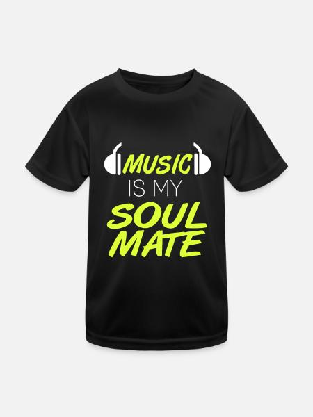 Music Is My Soulmate Retro Music Lover Designs - Kinder Funktions-T-Shirt - Schwarz - Vorne