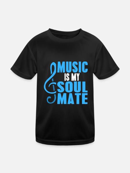 Music Is My Soulmate Retro Music Lover Designs - Kinder Funktions-T-Shirt - Schwarz - Vorne