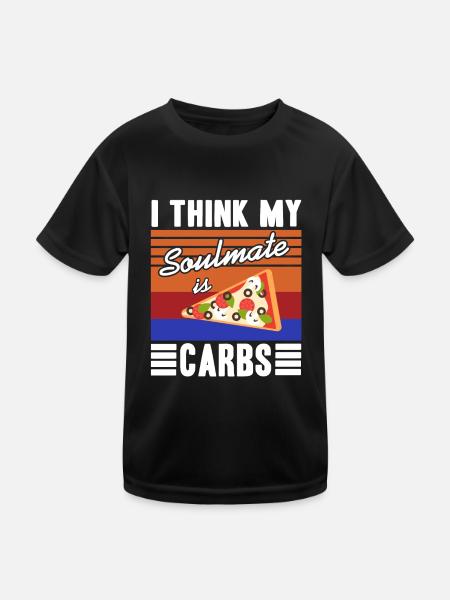 I Think My Soulmate Is Carbs Retro Pizza Lover - Kinder Funktions-T-Shirt - Schwarz - Vorne