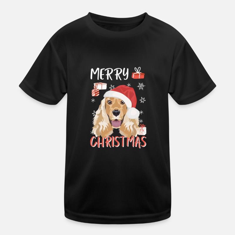 Deutsch Cocker Spaniel Merry Christmas - Kids Functional T-Shirt - black
