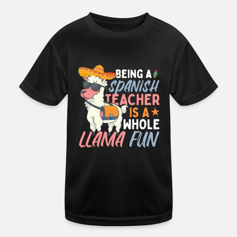 Drôle de professeur d’espagnol Llama T-shirt sport Enfant